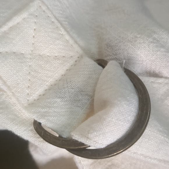 RUBY RD* cream colored long tab sleeve asymmetrical hem cinch waist jacket - Picture 11 of 11